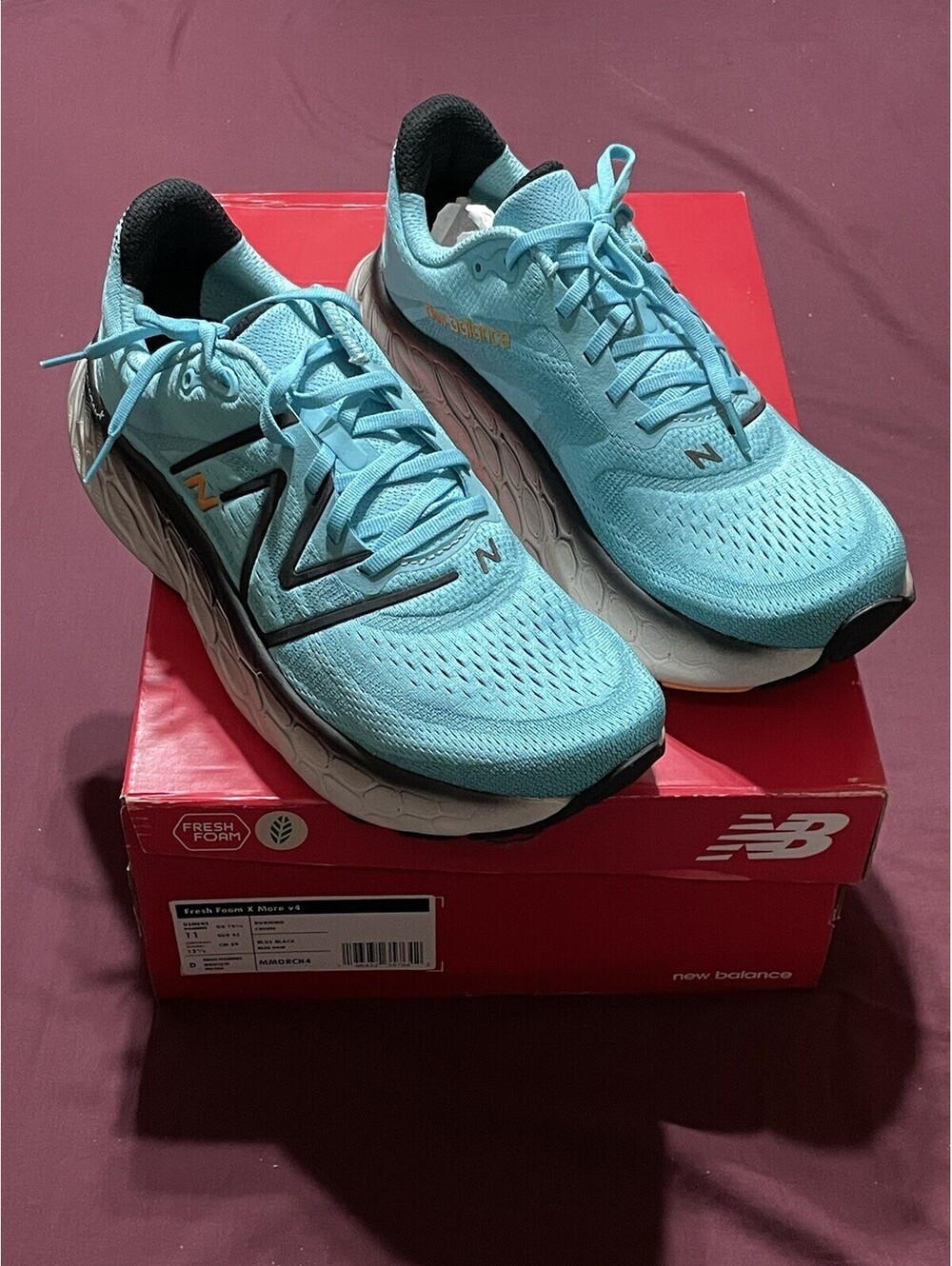 New Balance Fresh Foam X More v4 MMORCH4 Mens Size 11 2E Running Aqua